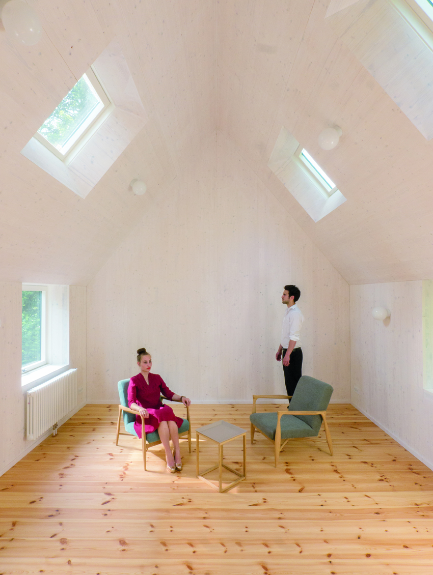 zinc tank, annex, munich, interior, light, wood
